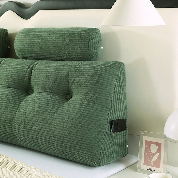 91家纺网 家纺一手货源 找家纺 永光家居 2025新款灯芯绒三角靠垫床头靠垫带头枕跨境货源靠枕