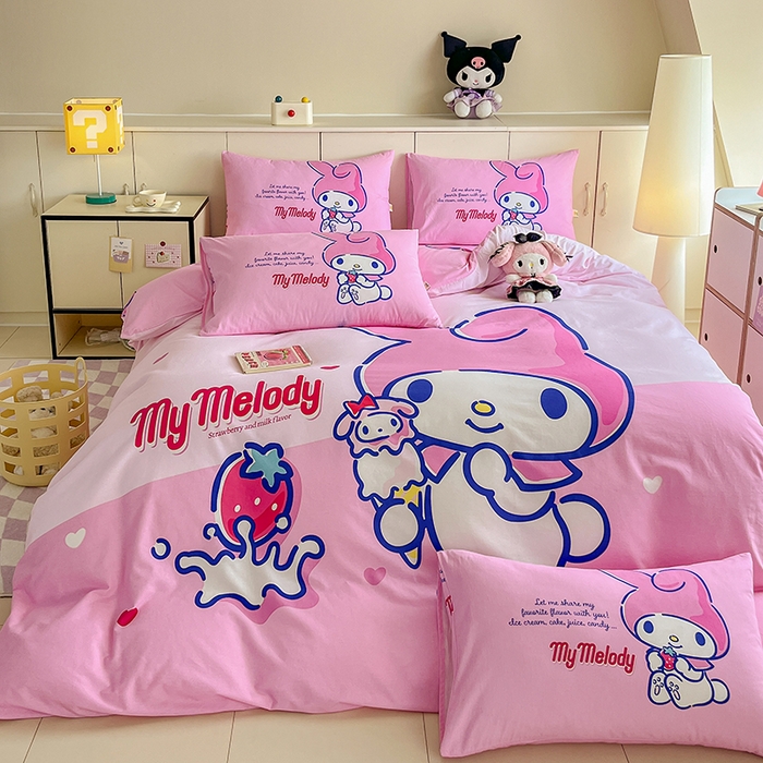 91家纺网 家纺一手货源 找家纺 玉元坊 2025秋冬三丽鸥卡通加厚纯棉磨毛全棉大版四件套 美乐蒂宝贝