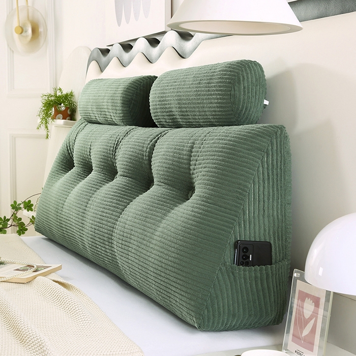 91家纺网 家纺一手货源 找家纺 永光家居 2025新款灯芯绒三角靠垫床头靠垫带头枕跨境货源靠枕