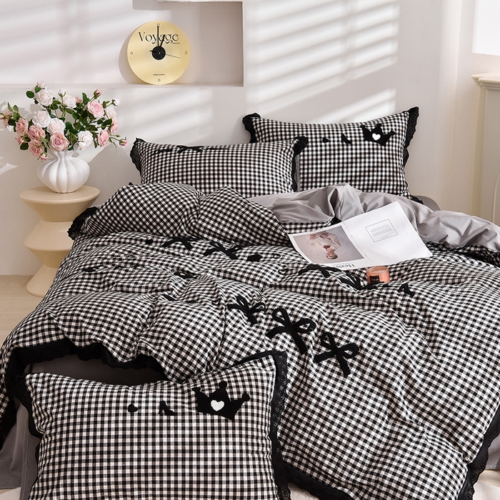 91家纺网 家纺一手货源 找家纺 （总）炫拼家纺 2025新款法式A类全棉40支水洗棉毛巾绣镂空花边四件套