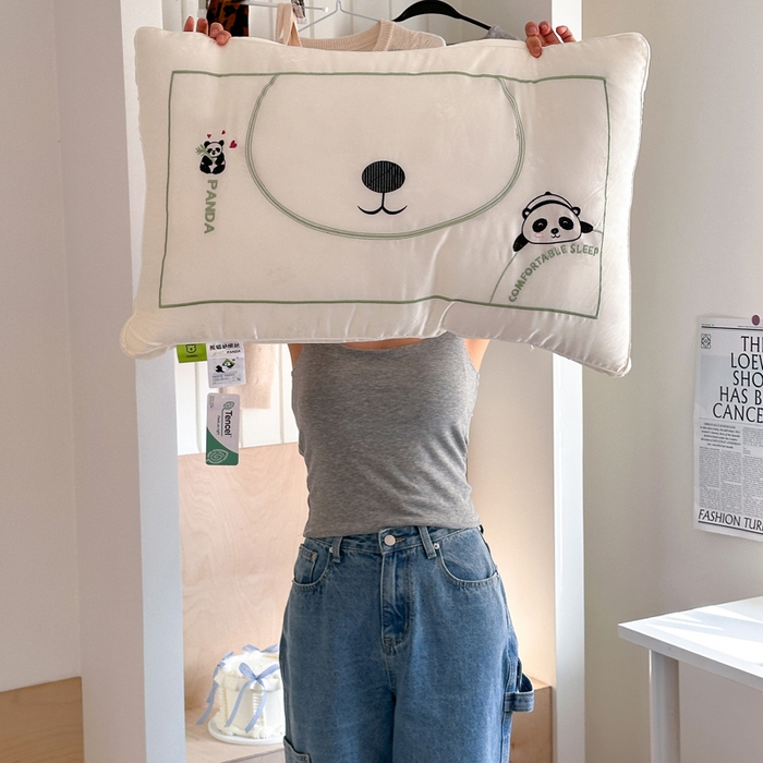 91家纺网 家纺一手货源 找家纺 （总）伟邦枕芯 2025新款熊猫刺绣星级酒店枕枕头枕芯