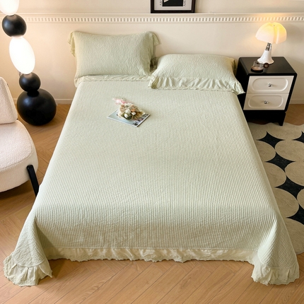 上喜2025新款韩国全棉砂洗床盖系列 绿色