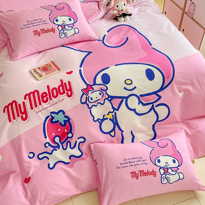 91家纺网 家纺一手货源 找家纺 玉元坊 2025秋冬三丽鸥卡通加厚纯棉磨毛全棉大版四件套 美乐蒂宝贝