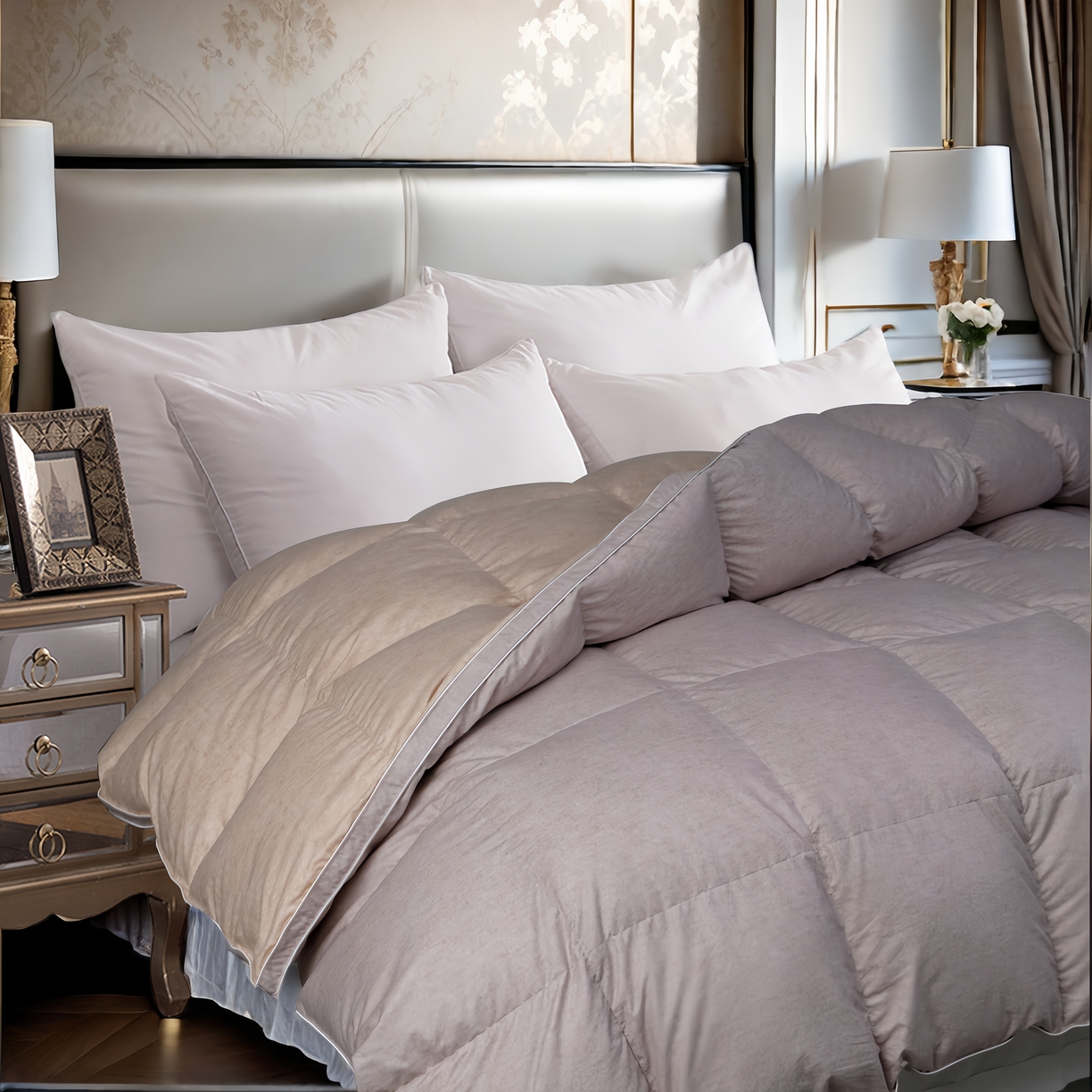 91家纺网 家纺一手货源 找家纺 卡迪亚家纺 2025新款米兰达白鹅被469羽魅系列被子被芯 羽魅金