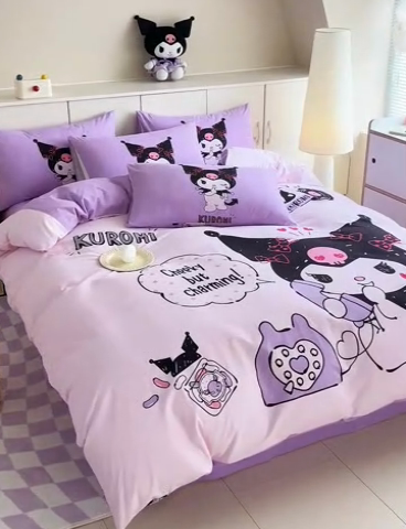 91家纺网 家纺一手货源 找家纺 玉元坊 2025秋冬三丽鸥卡通加厚纯棉磨毛全棉大版四件套 亲爱的