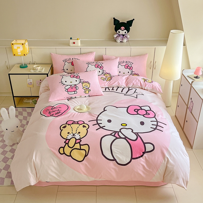 91家纺网 家纺一手货源 找家纺 玉元坊 2025秋冬三丽鸥卡通加厚纯棉磨毛全棉大版四件套 有点甜