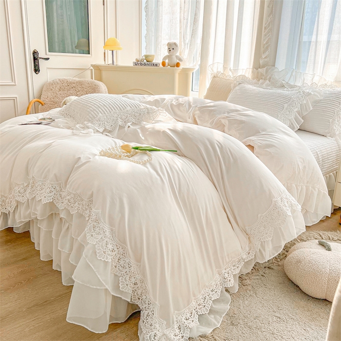 91家纺网 家纺一手货源 找家纺 锦格家纺 2025年新款A类全棉夹棉床盖-洛香忆梦 洛香忆梦-云朵白