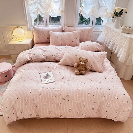 91家纺网 家纺一手货源 找家纺 （总）佰亿莱 2025新款卡通双层纱水洗棉四件套