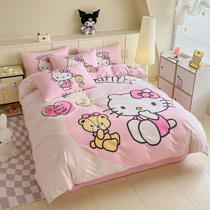 91家纺网 家纺一手货源 找家纺 玉元坊 2025秋冬三丽鸥卡通加厚纯棉磨毛全棉大版四件套 有点甜