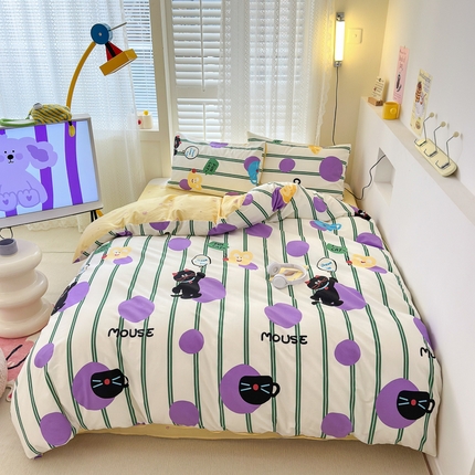 优彩 2025新款13372碎花系列全棉四件套 猫和老鼠