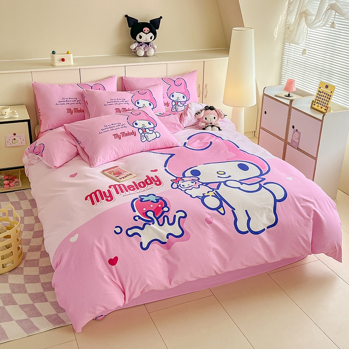 91家纺网 家纺一手货源 找家纺 玉元坊 2025秋冬三丽鸥卡通加厚纯棉磨毛全棉大版四件套 美乐蒂宝贝