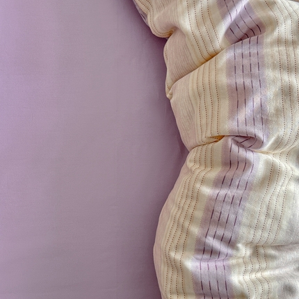 呗旺鹿 2025新款A类母婴级全棉有氧双层纱印花四件套 川纱紫