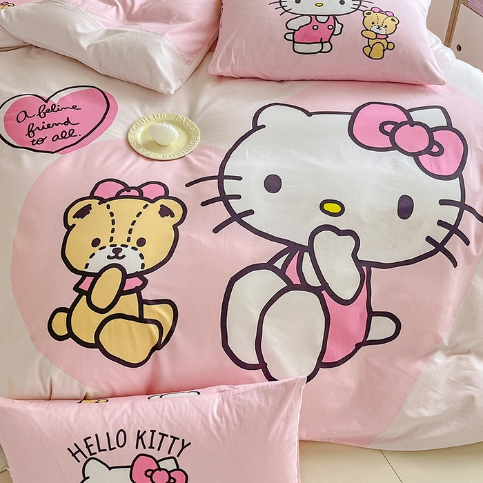 91家纺网 家纺一手货源 找家纺 玉元坊 2025秋冬三丽鸥卡通加厚纯棉磨毛全棉大版四件套 有点甜