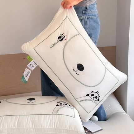 91家纺网 家纺一手货源 找家纺 （总）伟邦枕芯 2025新款熊猫刺绣星级酒店枕枕头枕芯