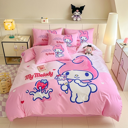 玉元坊 2025秋冬三丽鸥卡通加厚纯棉磨毛全棉大版四件套 美乐蒂宝贝