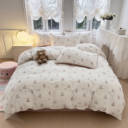 91家纺网 家纺一手货源 找家纺 （总）佰亿莱 2025新款卡通双层纱水洗棉四件套