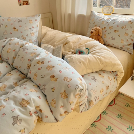 91家纺网 家纺一手货源 找家纺 （总）六巷胡同 2025新款ins减龄可爱风卡通四件套