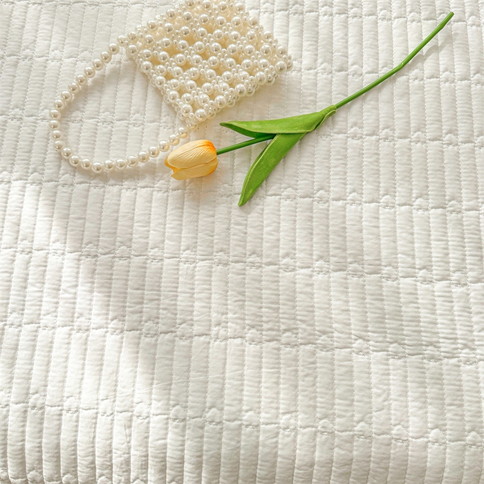 91家纺网 家纺一手货源 找家纺 锦格家纺 2025年新款A类全棉夹棉床盖-洛香忆梦 洛香忆梦-云朵白