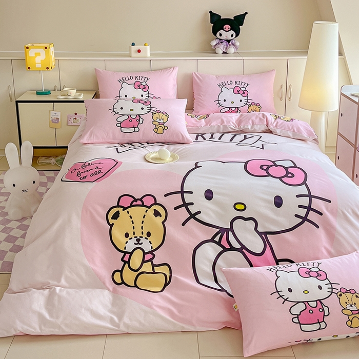 91家纺网 家纺一手货源 找家纺 玉元坊 2025秋冬三丽鸥卡通加厚纯棉磨毛全棉大版四件套 有点甜