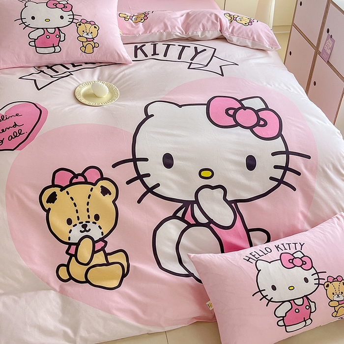 91家纺网 家纺一手货源 找家纺 玉元坊 2025秋冬三丽鸥卡通加厚纯棉磨毛全棉大版四件套 有点甜