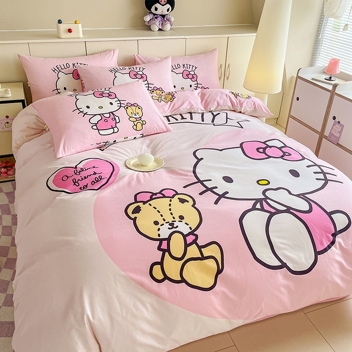 91家纺网 家纺一手货源 找家纺 玉元坊 2025秋冬三丽鸥卡通加厚纯棉磨毛全棉大版四件套 有点甜