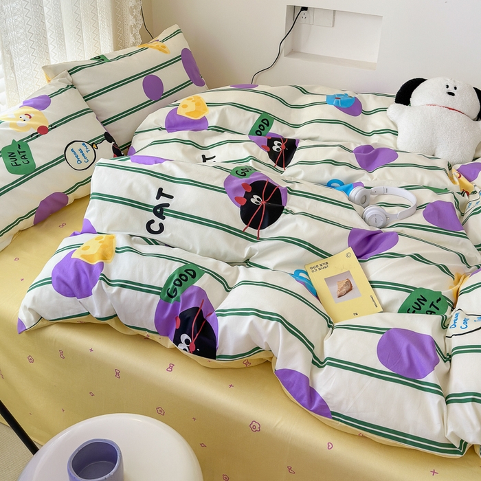 91家纺网 家纺一手货源 找家纺 优彩 2025新款13372碎花系列全棉四件套 猫和老鼠