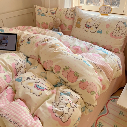 91家纺网 家纺一手货源 找家纺 （总）六巷胡同 2025新款ins减龄可爱风卡通四件套