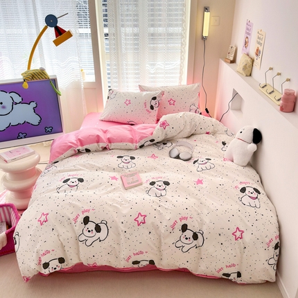 优彩 2025新款13372碎花系列全棉四件套 布丁狗