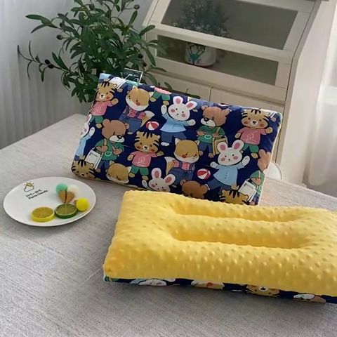 91家纺网 家纺一手货源 找家纺 （总） 2025卡通全棉豆豆绒枕头枕芯纯棉豆豆绒AB版成人儿童家用护颈枕