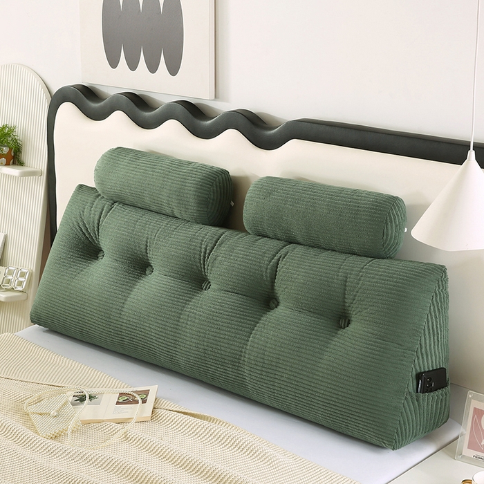 91家纺网 家纺一手货源 找家纺 永光家居 2025新款灯芯绒三角靠垫床头靠垫带头枕跨境货源靠枕