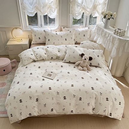 91家纺网 家纺一手货源 找家纺 （总）佰亿莱 2025新款卡通双层纱水洗棉四件套