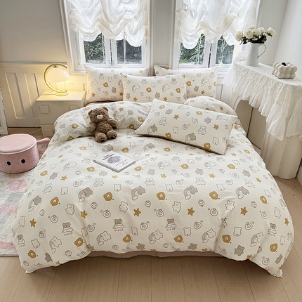 91家纺网 家纺一手货源 找家纺 （总）佰亿莱 2025新款卡通双层纱水洗棉四件套