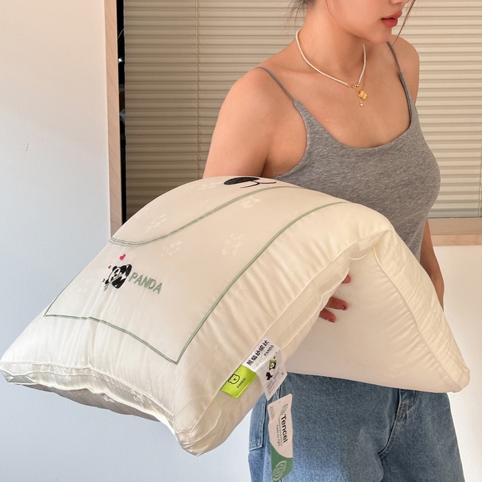 91家纺网 家纺一手货源 找家纺 （总）伟邦枕芯 2025新款熊猫刺绣星级酒店枕枕头枕芯