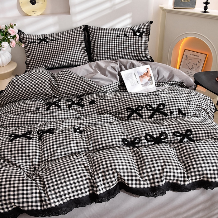 91家纺网 家纺一手货源 找家纺 （总）炫拼家纺 2025新款法式A类全棉40支水洗棉毛巾绣镂空花边四件套