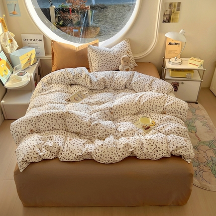 91家纺网 家纺一手货源 找家纺 茉礼 2025新款高克重ins风超柔软软糯糯小清新卡通印花水洗棉四件套 卡皮豹豹