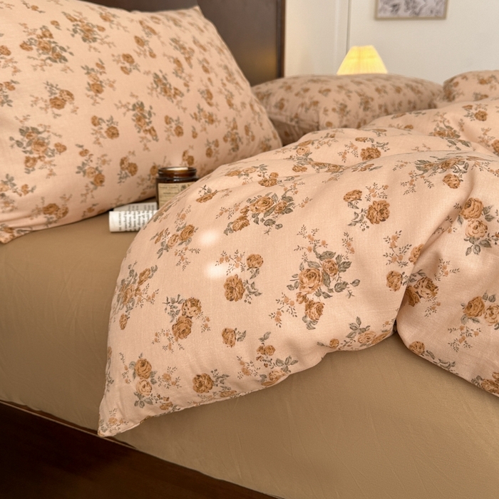 91家纺网 家纺一手货源 找家纺 呗旺鹿 2025新款A类母婴级全棉有氧双层纱印花四件套 康桥