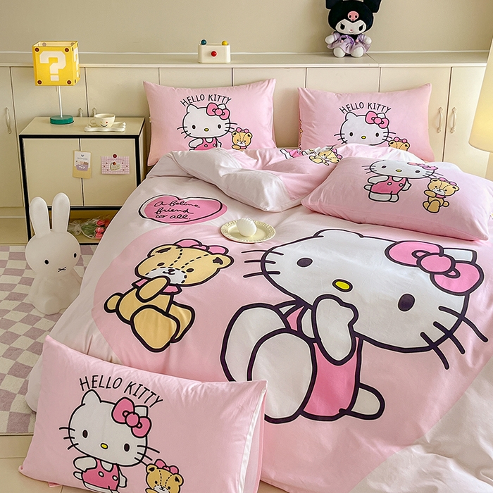 91家纺网 家纺一手货源 找家纺 玉元坊 2025秋冬三丽鸥卡通加厚纯棉磨毛全棉大版四件套 有点甜