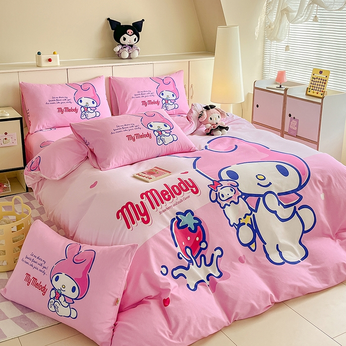 91家纺网 家纺一手货源 找家纺 玉元坊 2025秋冬三丽鸥卡通加厚纯棉磨毛全棉大版四件套 美乐蒂宝贝