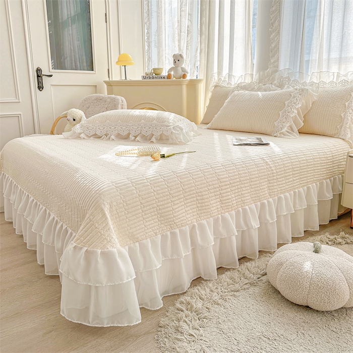 91家纺网 家纺一手货源 找家纺 锦格家纺 2025年新款A类全棉夹棉床盖-洛香忆梦 洛香忆梦-浅米色