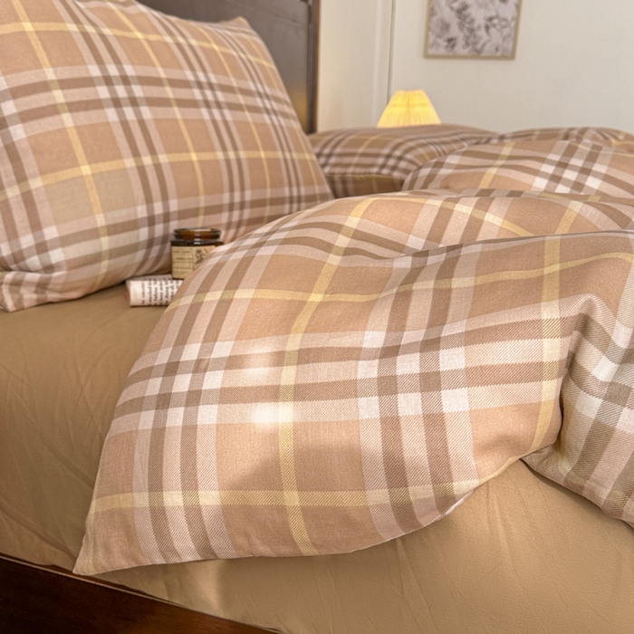 91家纺网 家纺一手货源 找家纺 呗旺鹿 2025新款A类母婴级全棉有氧双层纱印花四件套 卡皮奇诺