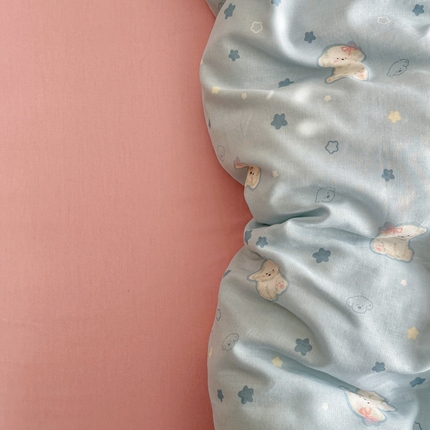 呗旺鹿 2025新款A类母婴级全棉有氧双层纱印花四件套 星星狗蓝