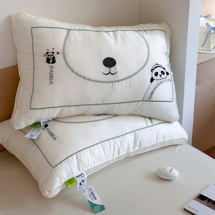 91家纺网 家纺一手货源 找家纺 （总）伟邦枕芯 2025新款熊猫刺绣星级酒店枕枕头枕芯