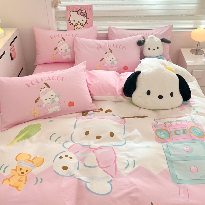 91家纺网 家纺一手货源 找家纺 暮思家居 2025新款正版授权三丽鸥大阪全棉数码印花纯棉四件套（第三批） 大版-活力帕恰狗