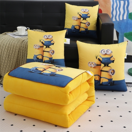 91家纺网 家纺一手货源 找家纺 （总）宝马家纺（原梦童画） 2025新款小黄人牛奶绒数码印花抱枕被