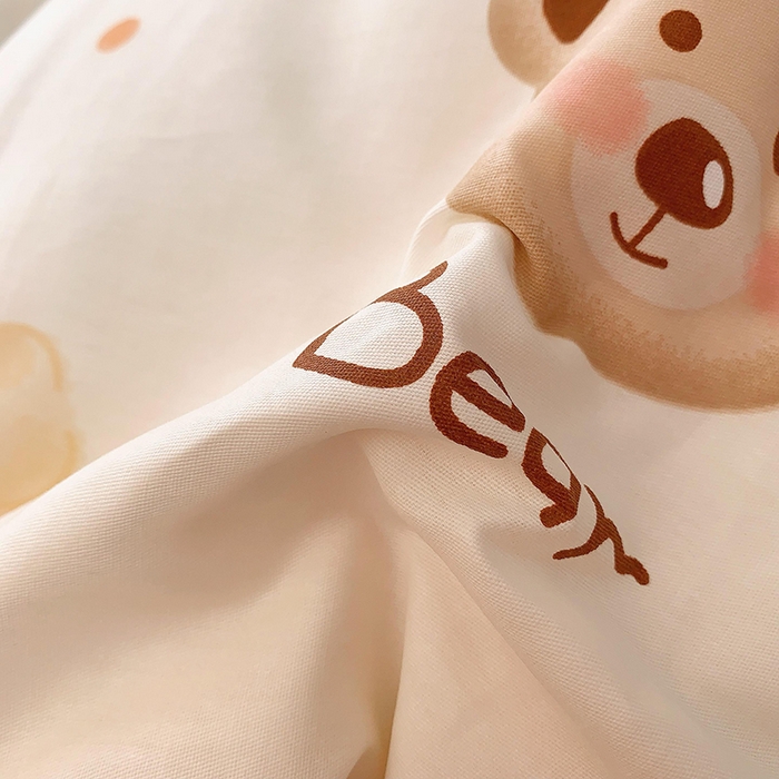 91家纺网 家纺一手货源 找家纺 2025新款亲肤舒适小清新全棉四件套小号标准都有 熊宝乐园