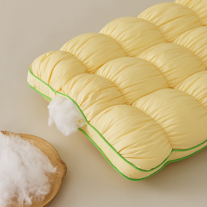 91家纺网 家纺一手货源 找家纺 微枕芯 2025新款法式云朵面包枕枕头枕芯48*74cm±2cm 法式云朵面包枕-黄色