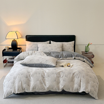 91家纺网 家纺一手货源 找家纺 （总）格里芬家纺 2025新款全棉色织水洗三层纱提花纯棉四件套