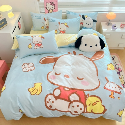 暮思家居 2025新款正版授权三丽鸥大阪全棉数码印花纯棉四件套（第三批） 大版-呆萌怕恰狗