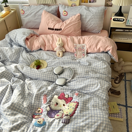 91家纺网 家纺一手货源 找家纺 （总）原素 2025新款萌到心窝窝的毛巾绣四件套