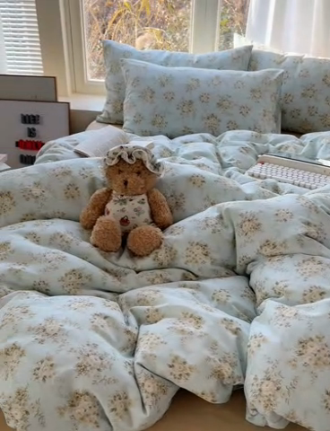 91家纺网 家纺一手货源 找家纺 雅居纺家纺 2025新款全棉双层纱四件套 蔷薇-兰